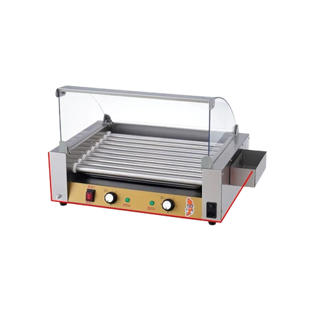 Hot Dog Roller Grill Commercial - เครื่องทำฮอทดอกไฟฟ้าสแตนเลสแบบมีลูกกลิ้ง 5 7 9 11 ลูกกลิ้ง
