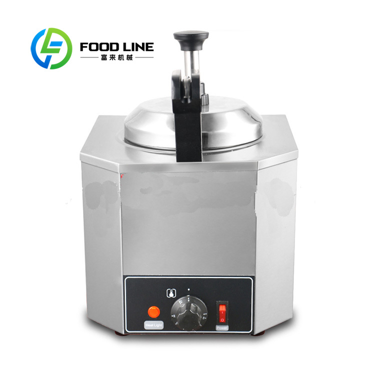 Commercial Nacho Cheese Warmer Dispenser - เครื่องอุ่นซอสชีสเชดด้าแบบไฟฟ้าสำหรับธุรกิจ ปรับแต่งได้ ใช้สำหรับทำนาโชส์ พร้อมอุปกรณ์จ่ายซอสและอุ่นละลาย
