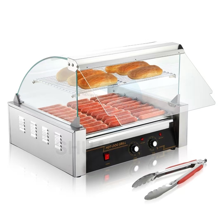 Hot Dog Roller Grill Commercial - เครื่องย่างฮอทดอกแบบใช้ไฟฟ้า, อุปกรณ์สำหรับร้านอาหาร, เครื่องย่างไส้กรอกแบบอัตโนมัติ