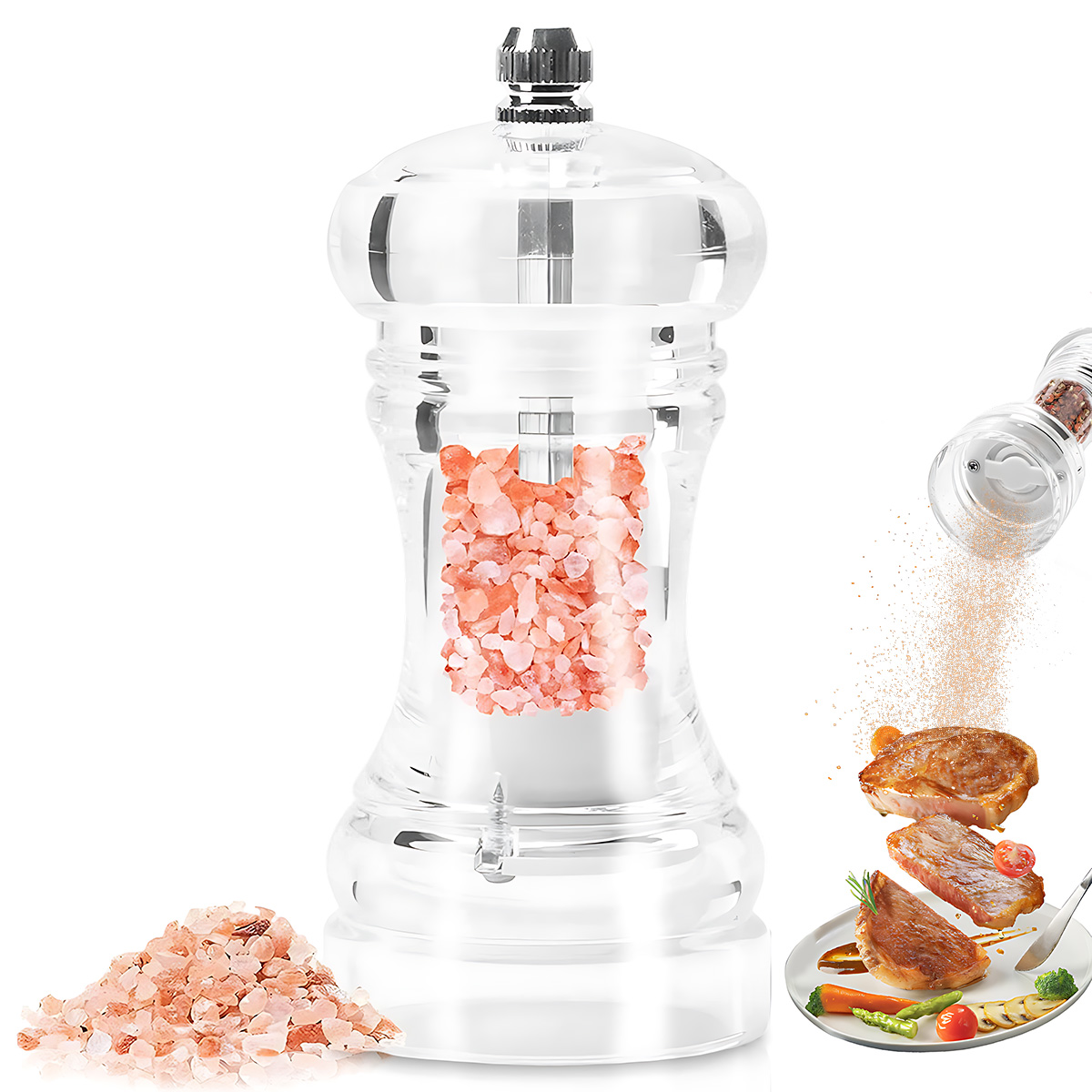Popcorn Seasoning Salt Butter - เครื่องบดพริกไทย - ขนาด 4/5/6 นิ้ว ภาชนะใส่เกลือและพริกไทยอะคริลิก