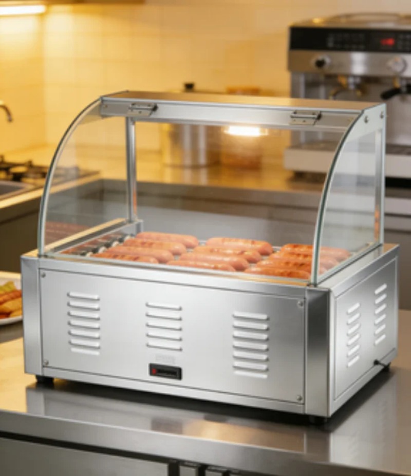 Hot Dog Roller Grill Commercial - เครื่องย่างฮอทดอกไฟฟ้าแบบมืออาชีพ ได้รับการรับรองมาตรฐาน สำหรับร้านอาหาร พร้อมระบบย่างไส้กรอกอย่างมีประสิทธิภาพ