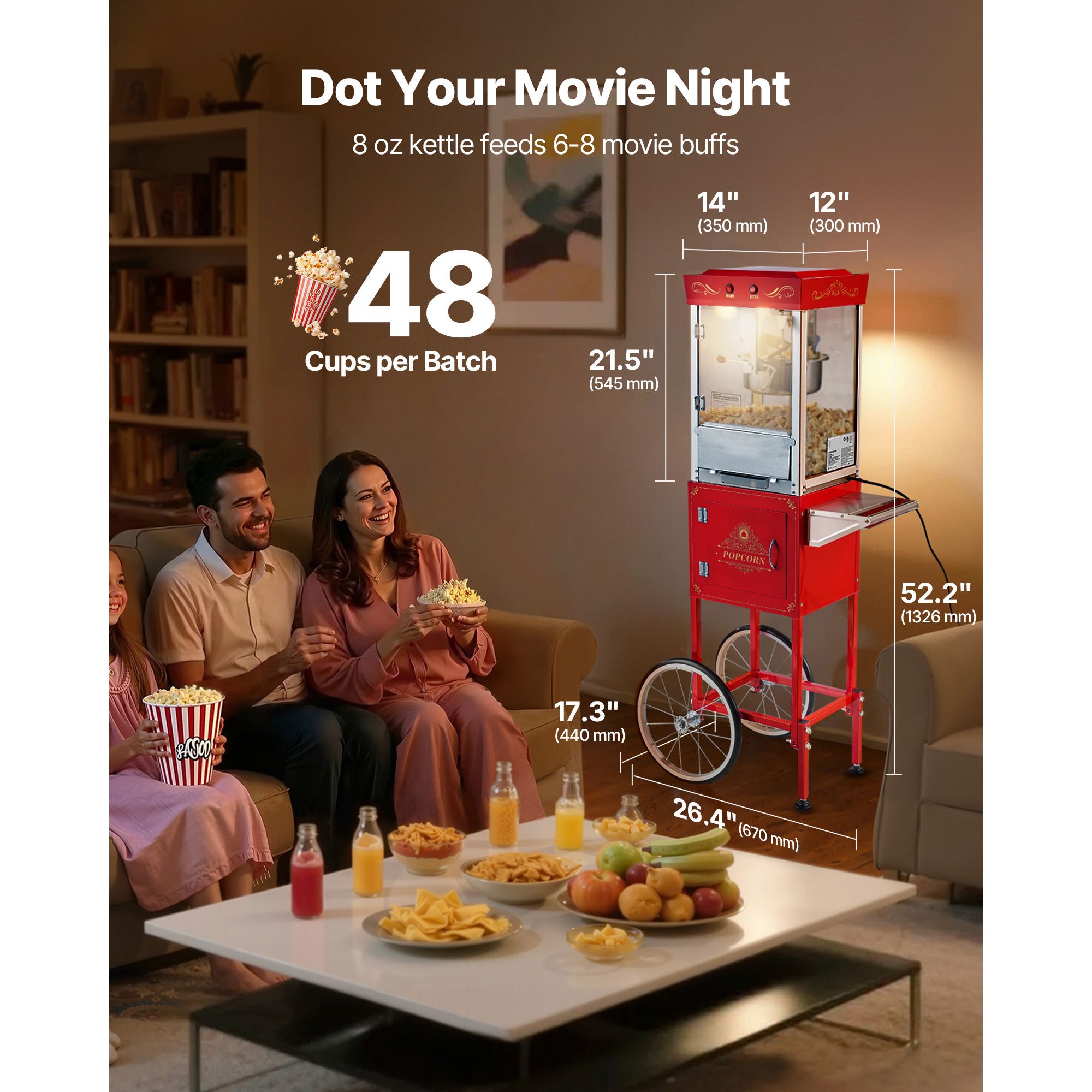 Commercial Popcorn Machine 8Oz Kettle - เครื่องทำป๊อปคอร์นแบบมีรถเข็น, หม้อสแตนเลสขนาด 8 ออนซ์, เครื่องทำป๊อปคอร์นเชิงพาณิชย์ 800