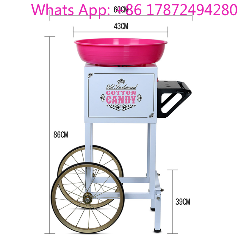 Commercial Cotton Candy Cart - เครื่องทำสายไหมไฟฟ้ากำลังสูงแบบพาณิชย์ รถเข็นเคลื่อนที่สำหรับทำสายไหมหลากสี