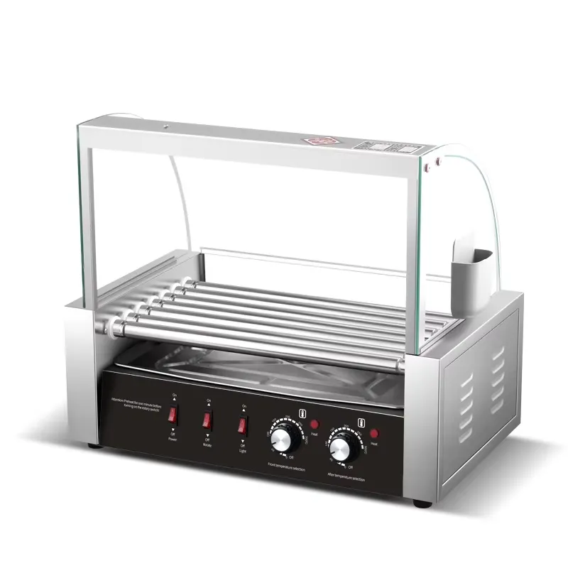 Hot Dog Roller Grill Commercial - เครื่องย่างฮอทดอกสแตนเลสเชิงพาณิชย์ ปี 2026 พร้อมระบบควบคุมอุณหภูมิแบบคู่ เครื่องย่างไส้กรอกไฟฟ้า