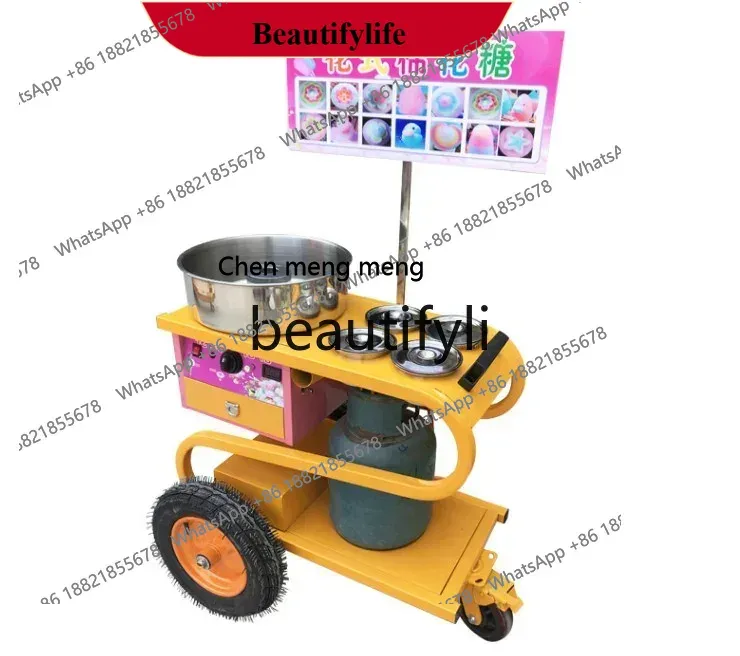 Commercial Cotton Candy Cart - เครื่องทำสายไหมแบบตั้งโต๊ะพร้อมรถเข็นแบบใช้แก๊สอัตโนมัติ รุ่นใหม่ ใช้ไฟฟ้า