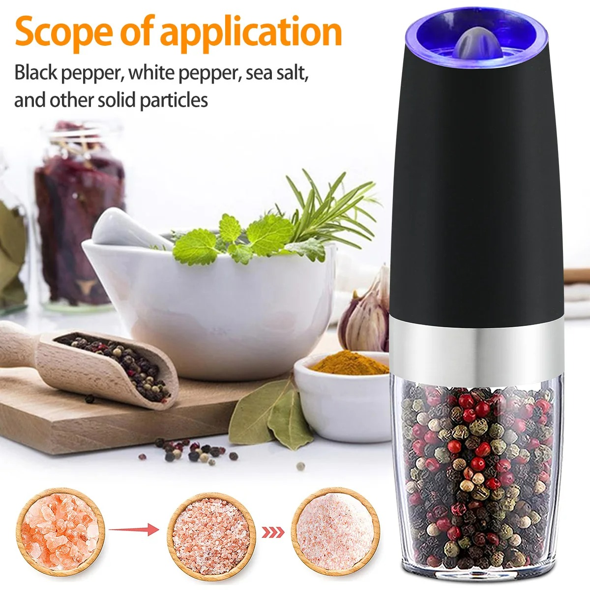 เครื่องบดพริกไทยไฟฟ้าสแตนเลสอั - Popcorn Seasoning Salt Butter บทวิจารณ์และราคา
