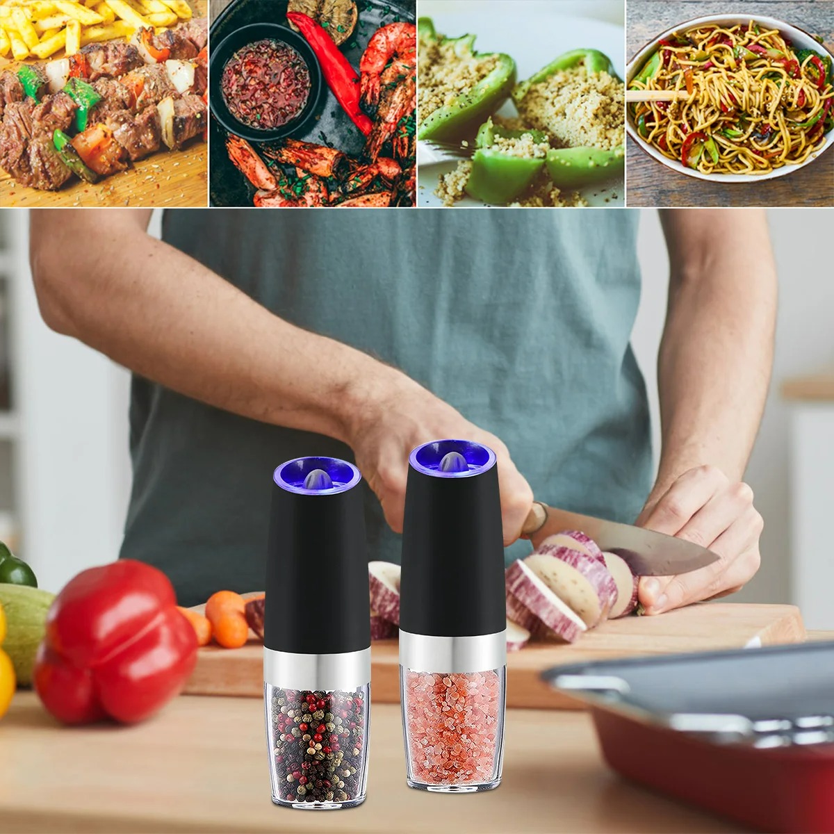 เครื่องบดพริกไทยไฟฟ้าสแตนเลสอั - Popcorn Seasoning Salt Butter บทวิจารณ์และราคา