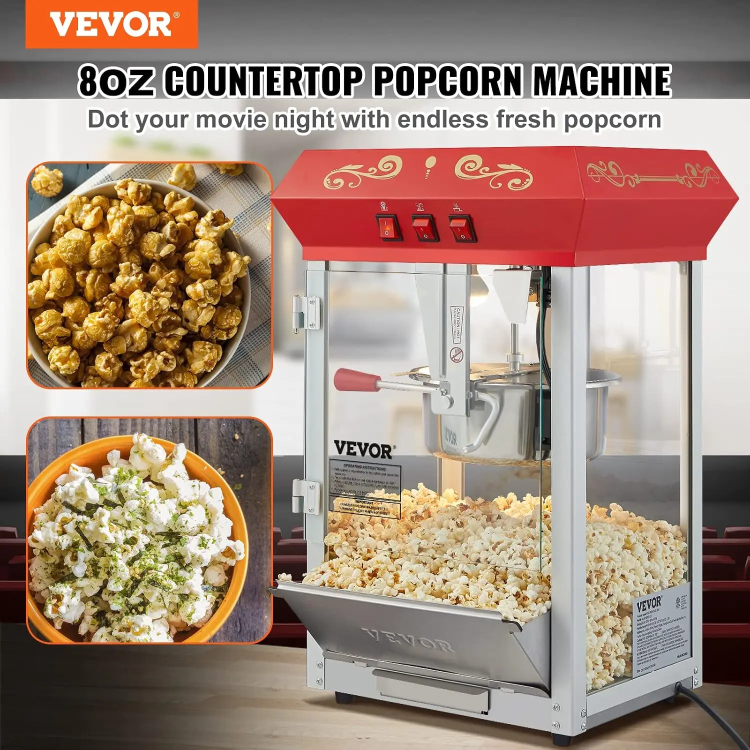 เครื่องทำป๊อปคอร์นเชิงพาณิชย์, - Commercial Popcorn Machine 8Oz Kettle บทวิจารณ์และราคา