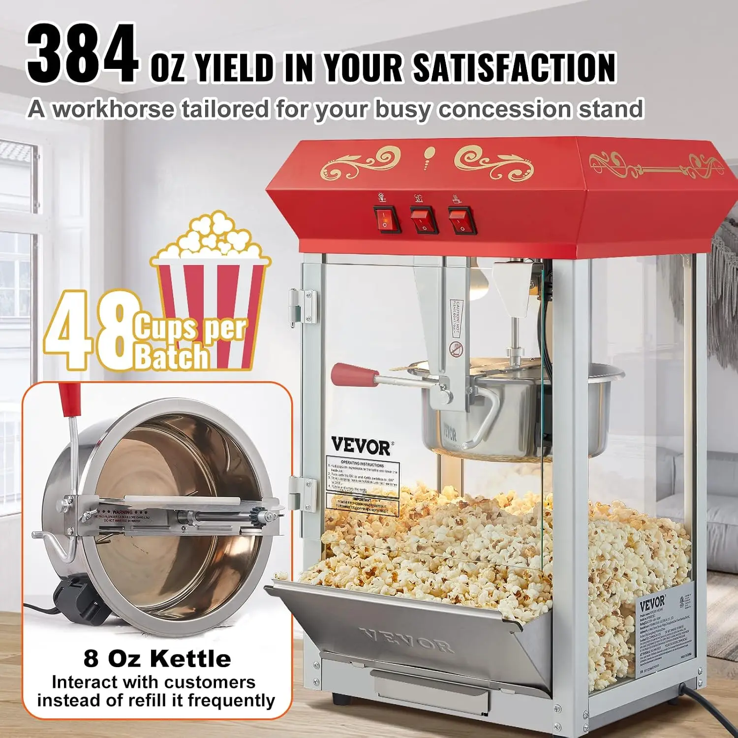 เครื่องทำป๊อปคอร์นเชิงพาณิชย์, - Commercial Popcorn Machine 8Oz Kettle บทวิจารณ์และราคา