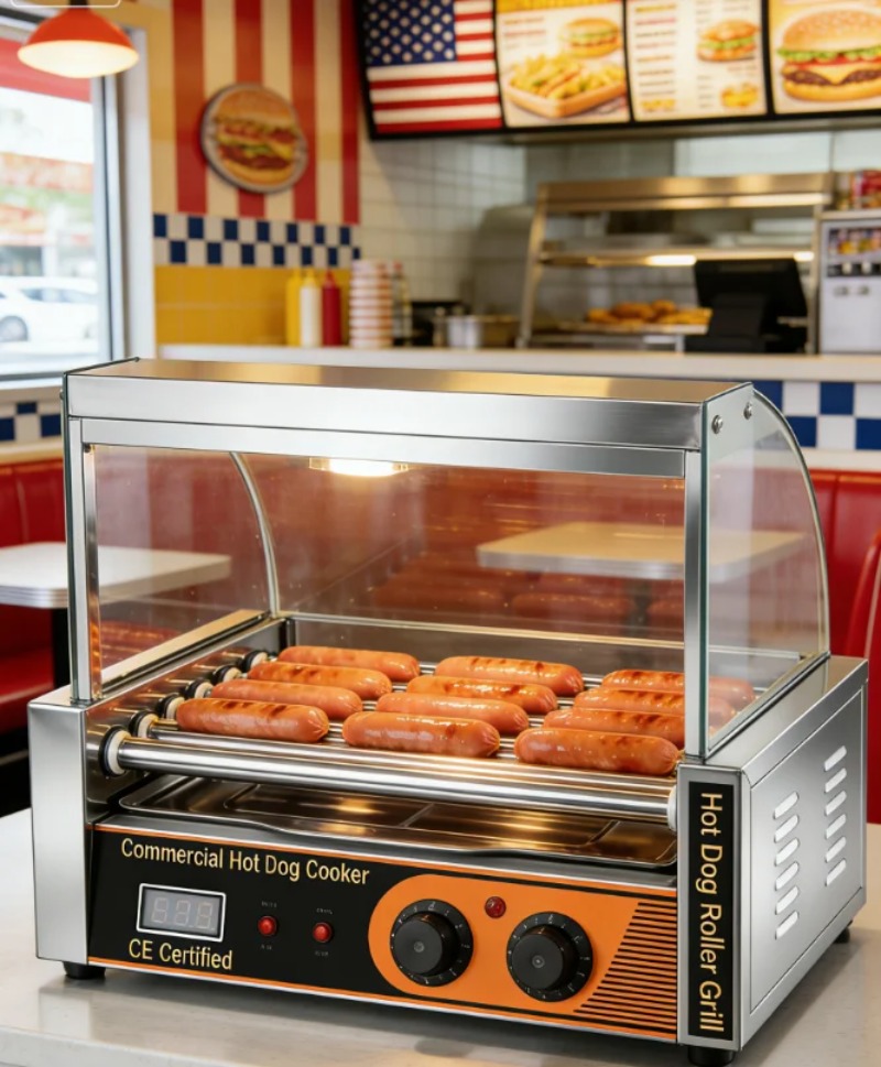 เครื่องย่างฮอทดอกไฟฟ้าแบบมืออา - Hot Dog Roller Grill Commercial บทวิจารณ์และราคา