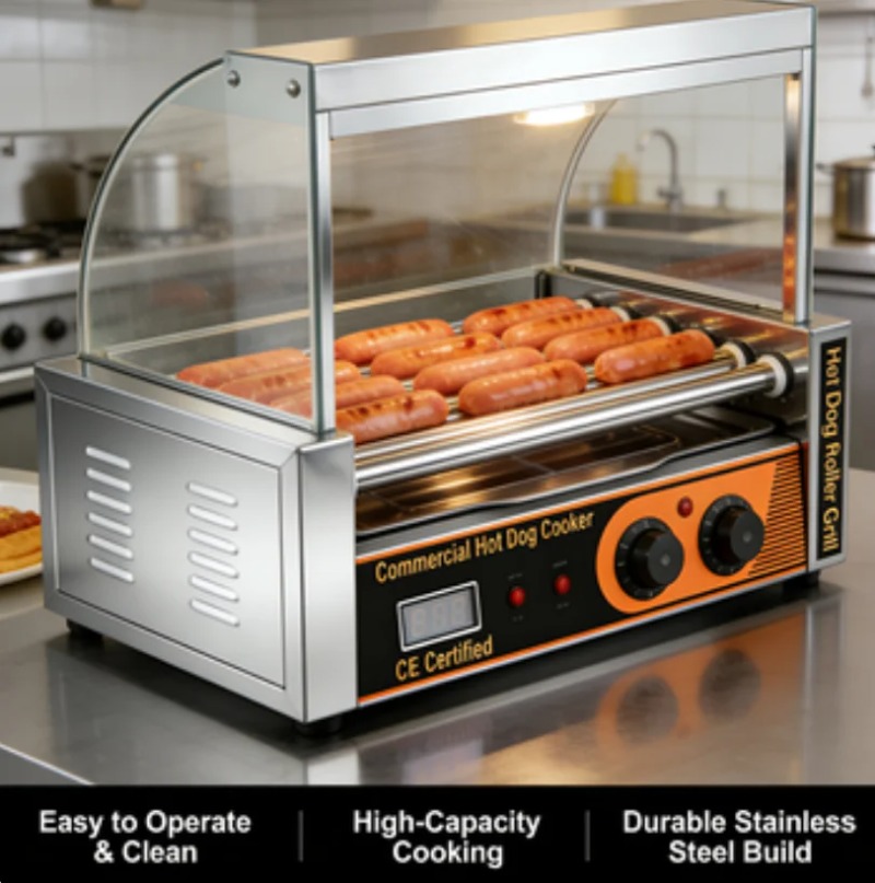 เครื่องย่างฮอทดอกไฟฟ้าแบบมืออา - Hot Dog Roller Grill Commercial บทวิจารณ์และราคา