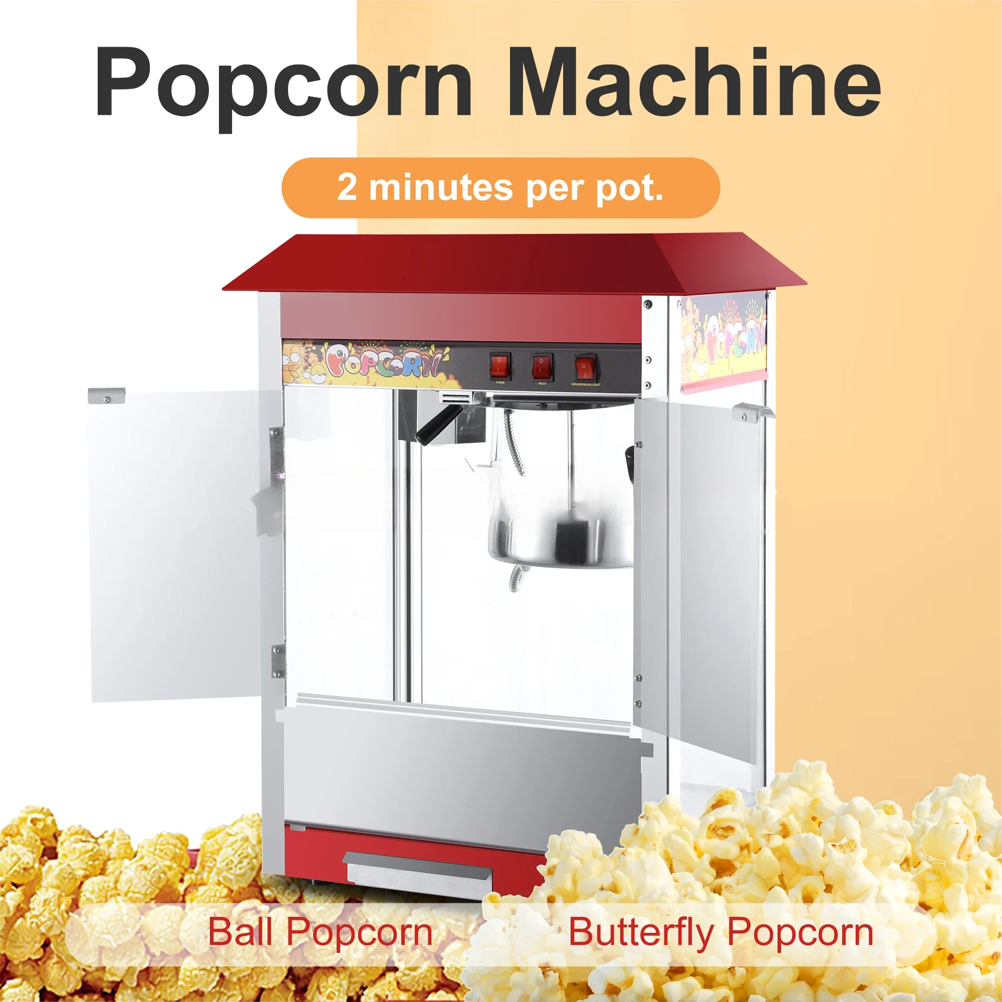 เครื่องทำป๊อปคอร์นไฟฟ้าสำหรับธ - Commercial Popcorn Machine 8Oz Kettle บทวิจารณ์และราคา