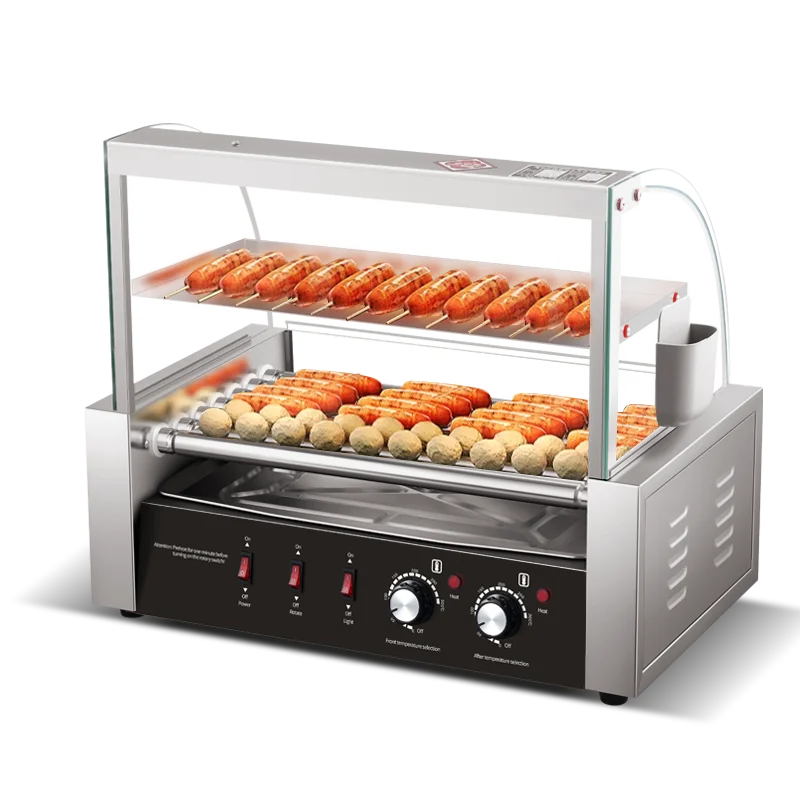 เครื่องย่างฮอทดอกสแตนเลสแบบมือ - Hot Dog Roller Grill Commercial บทวิจารณ์และราคา